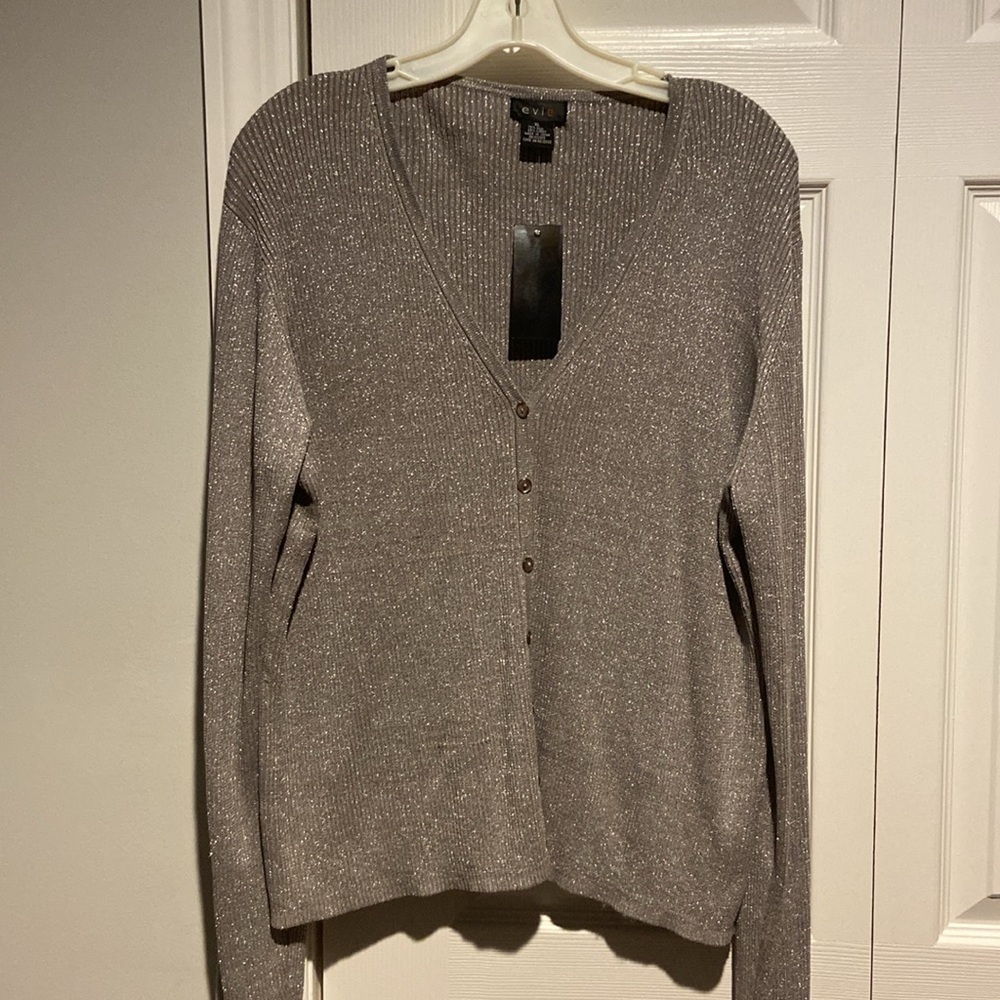 Evie Metallic Silk Blend Cardigan Sweater